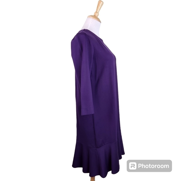 NWT J Jill Ruffle Hem Dress Blackberry Purole Stretch, sz S - Picture 3 of 10